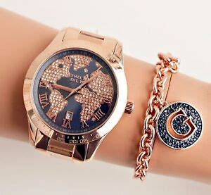 michael kors uhr rosegold weltkarte|michael kors mini rose gold.